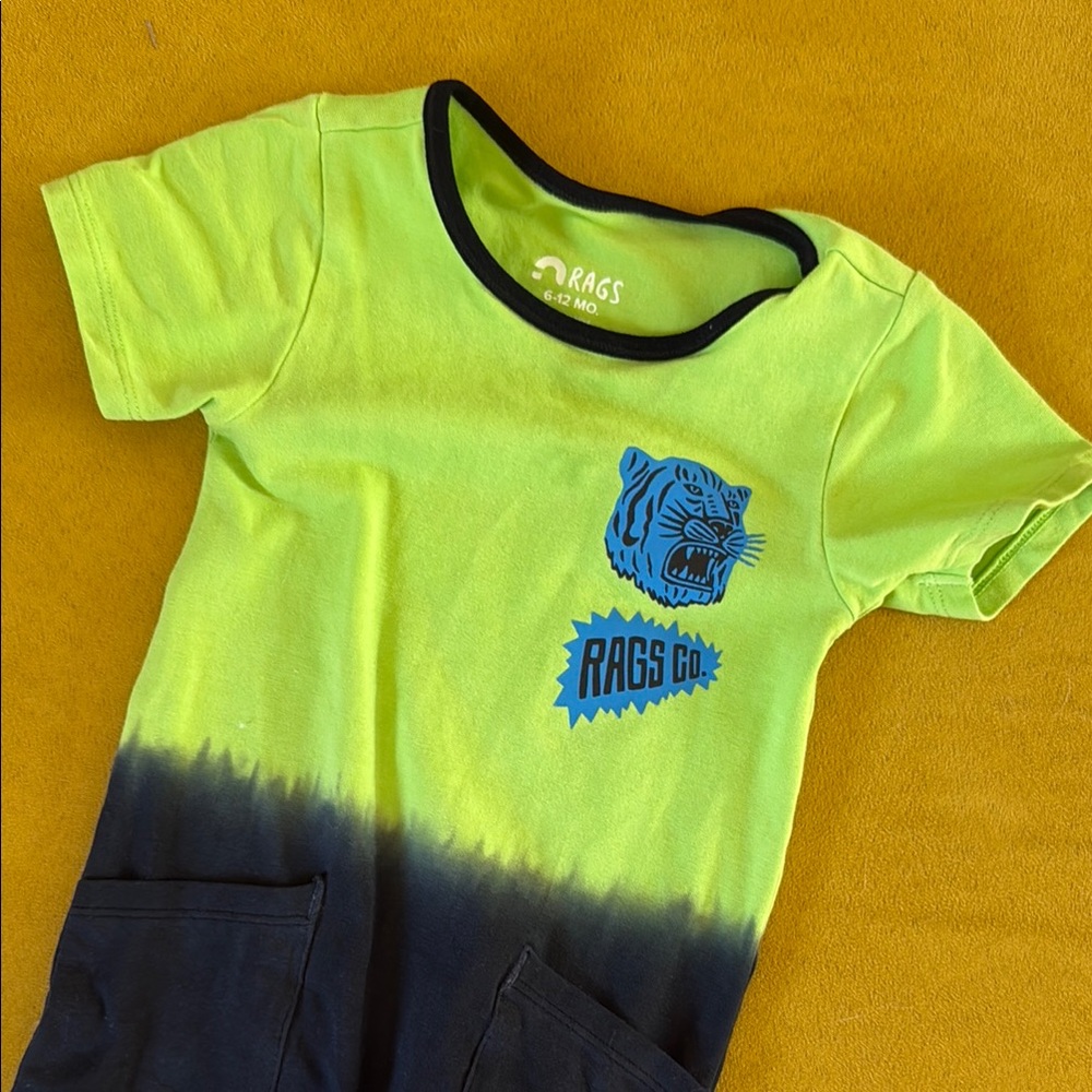 Rags to Raches Lime and Black Tiger onsie